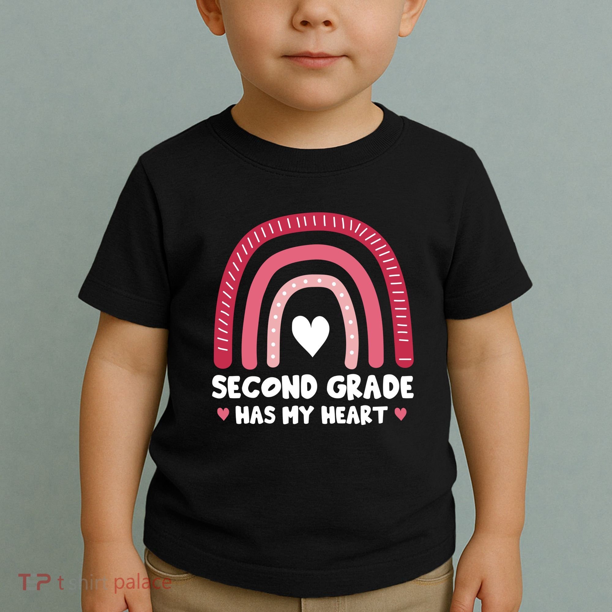 2nd Second Grade Has My Heart Rainbow Valentines Day Teacher Toddler T-Shirt