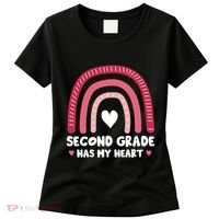 2nd Second Grade Has My Heart Rainbow Valentines Day Teacher Women's T-Shirt thumb 0
