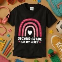 2nd Second Grade Has My Heart Rainbow Valentines Day Teacher Kids T-Shirt thumb 3