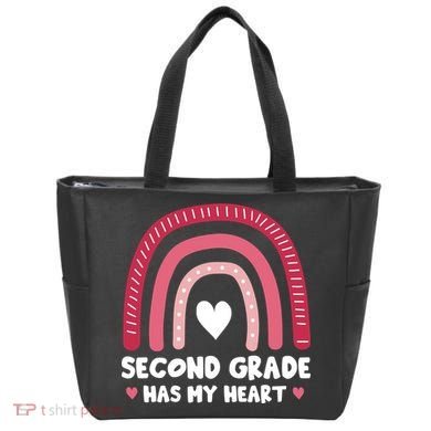 2nd Second Grade Has My Heart Rainbow Valentines Day Teacher Tote Bag