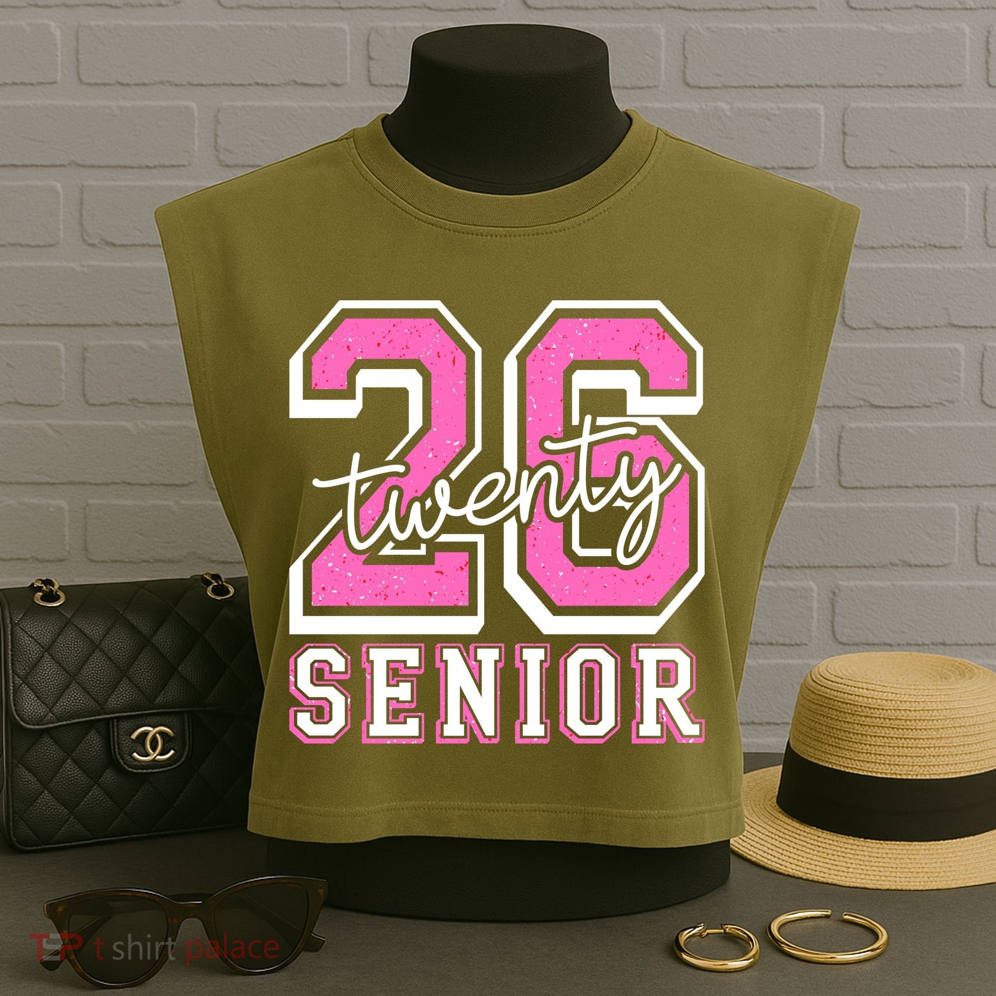 2026 Senior Twenty 26 Graduation Garment-Dyed Women's Muscle Tee