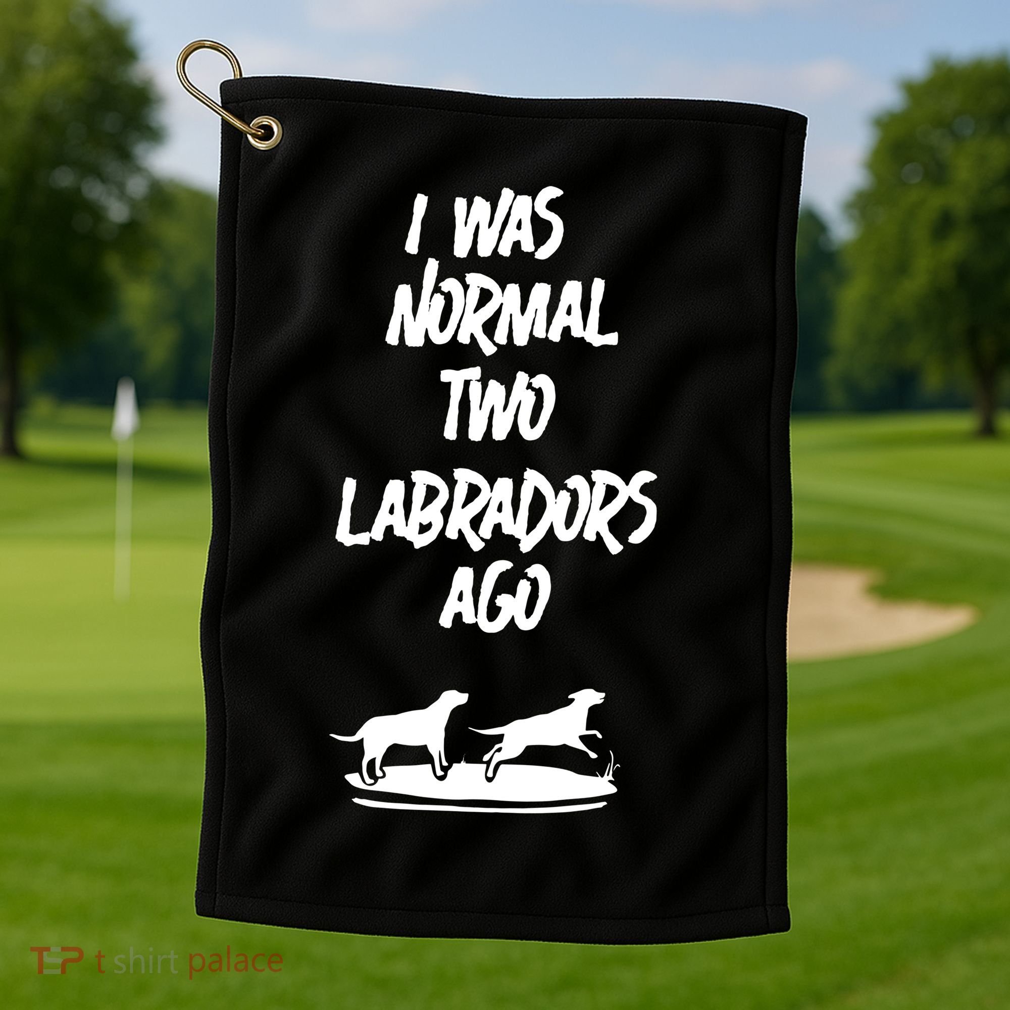 2 Two Labrador Retriever Ago Black Yellow Chocolate Lab Golf Towel