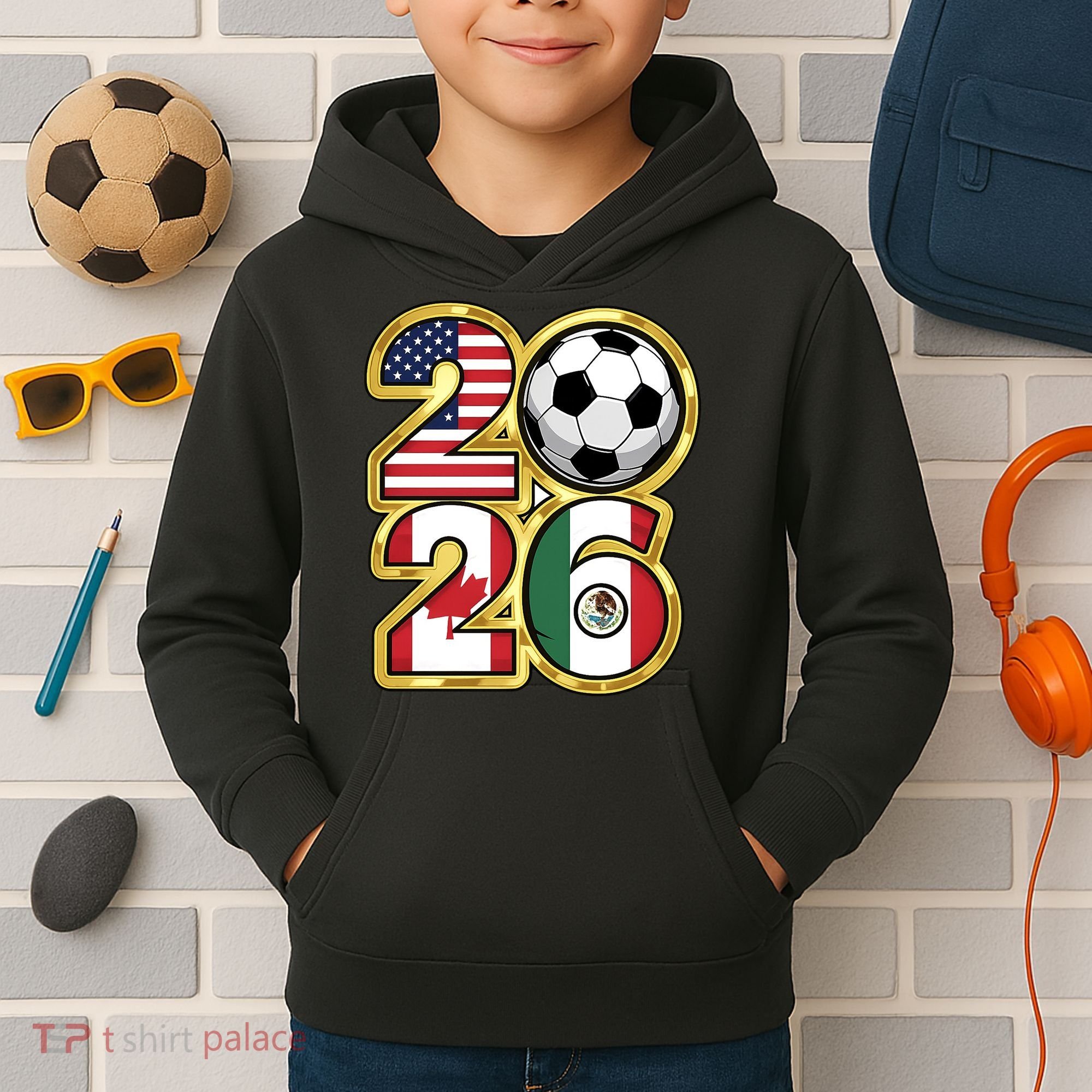  2026 USA Canada Mexico Soccer Cup Kids Hoodie