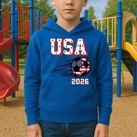 2026 USA North America Soccer Supporters Fans Kids Hoodie thumb 2