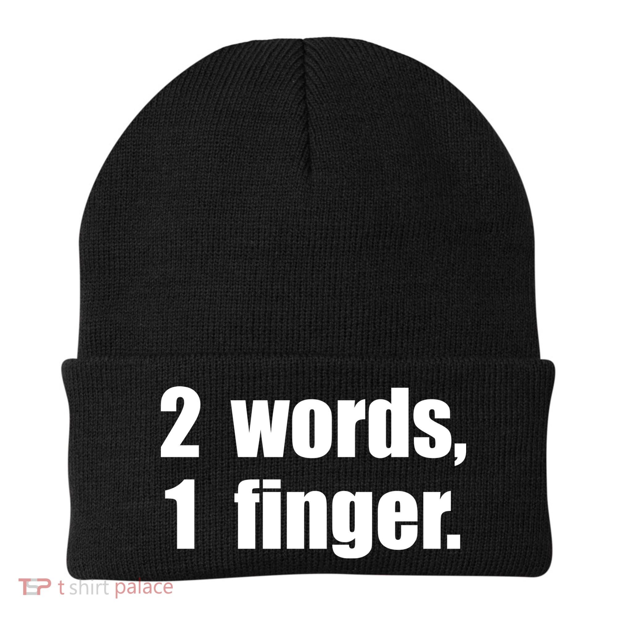 2 Words 1 Finger Funny Beanie