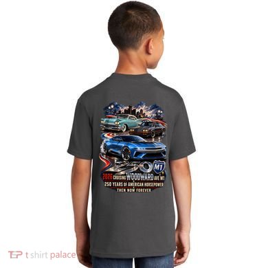 2026 Woodward Ave 250 America Anniversary Cruising M1 Front & Back Kids T-Shirt back