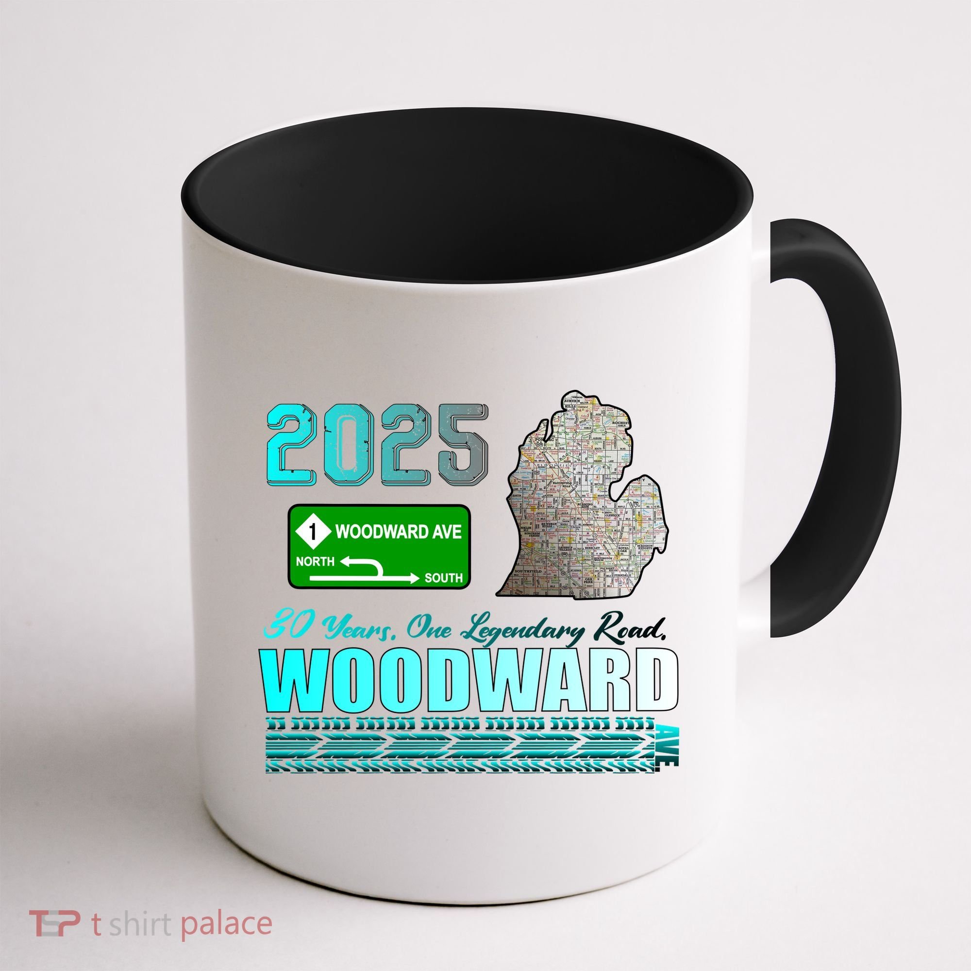 2025 Woodward Ave 30 Years One Legendary Road Map Coffee Mug