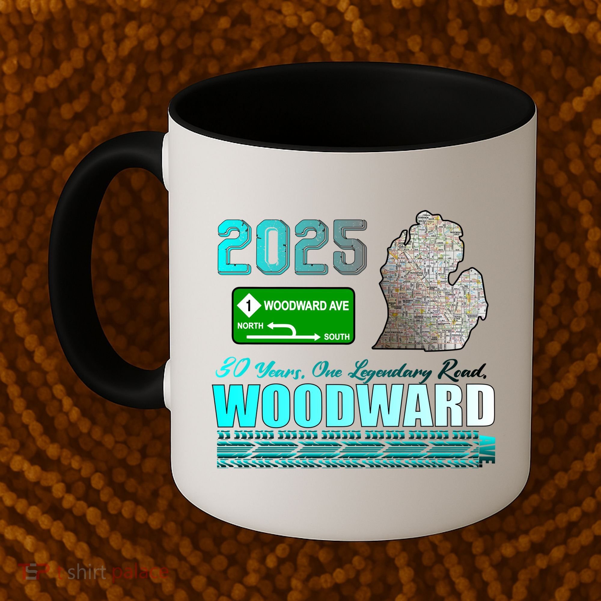 2025 Woodward Ave 30 Years One Legendary Road Map Coffee Mug