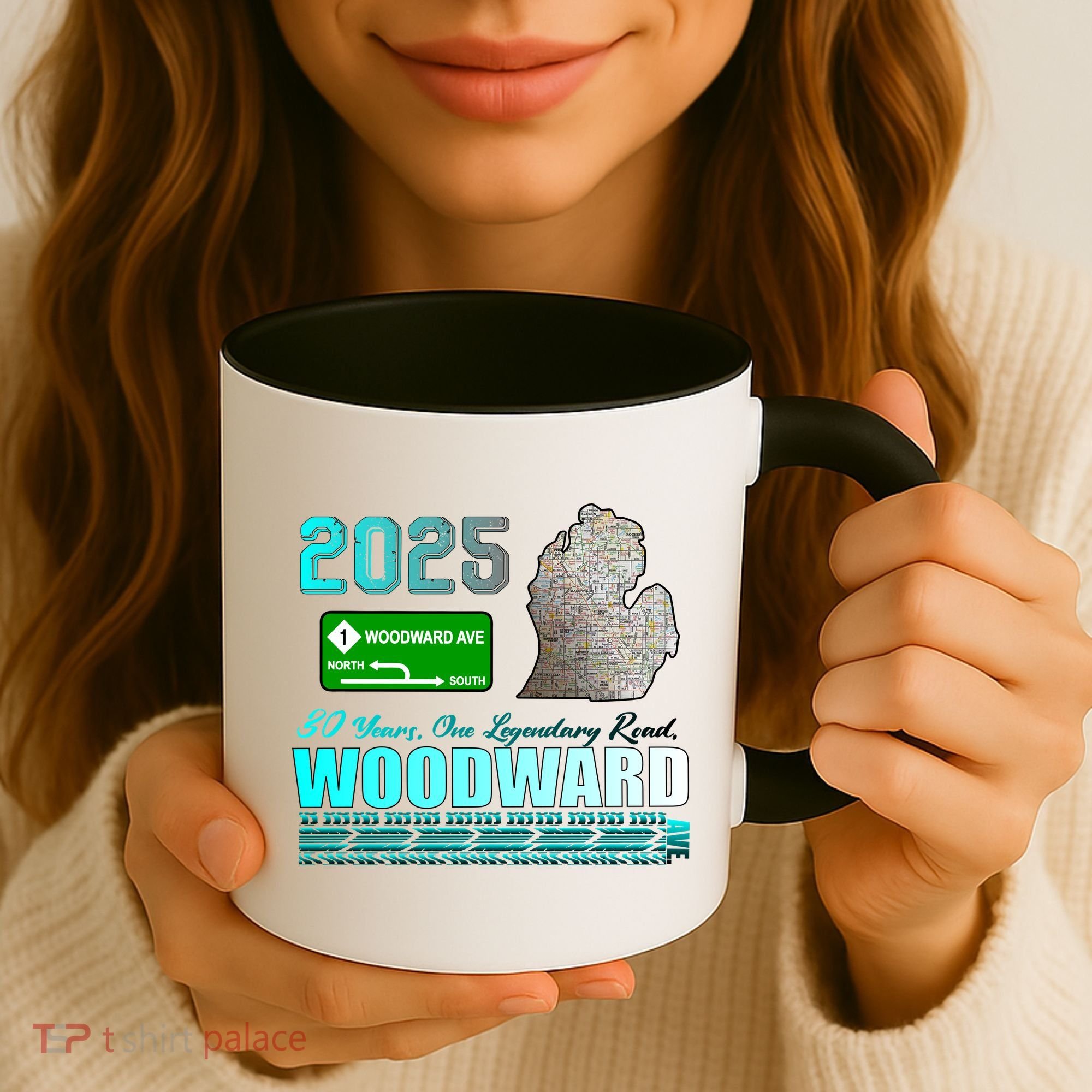 2025 Woodward Ave 30 Years One Legendary Road Map Coffee Mug