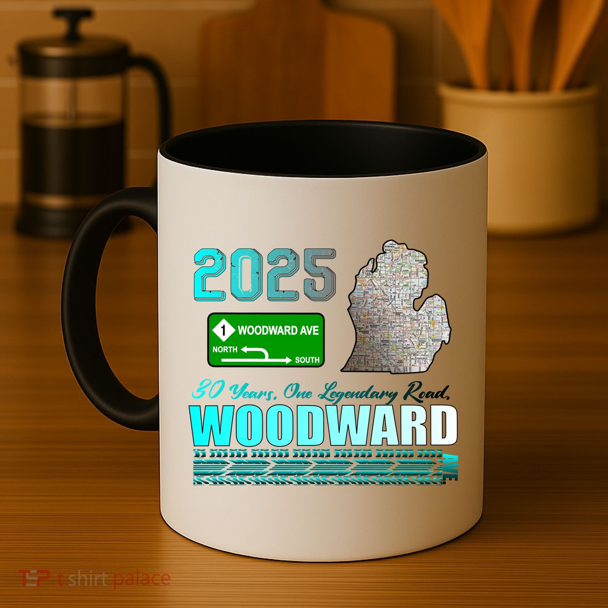 2025 Woodward Ave 30 Years One Legendary Road Map Coffee Mug