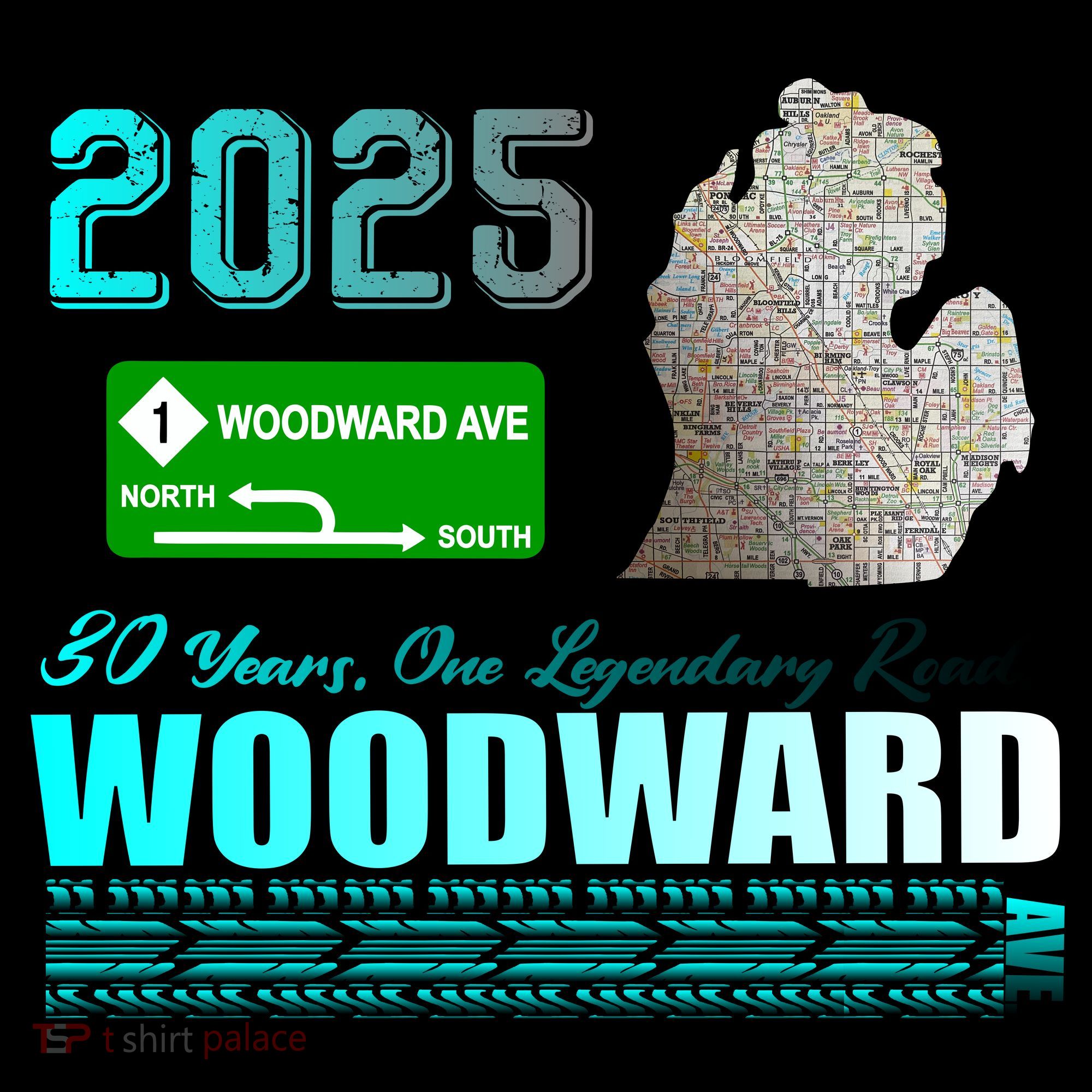 2025 Woodward Ave 30 Years One Legendary Road Map Coffee Mug