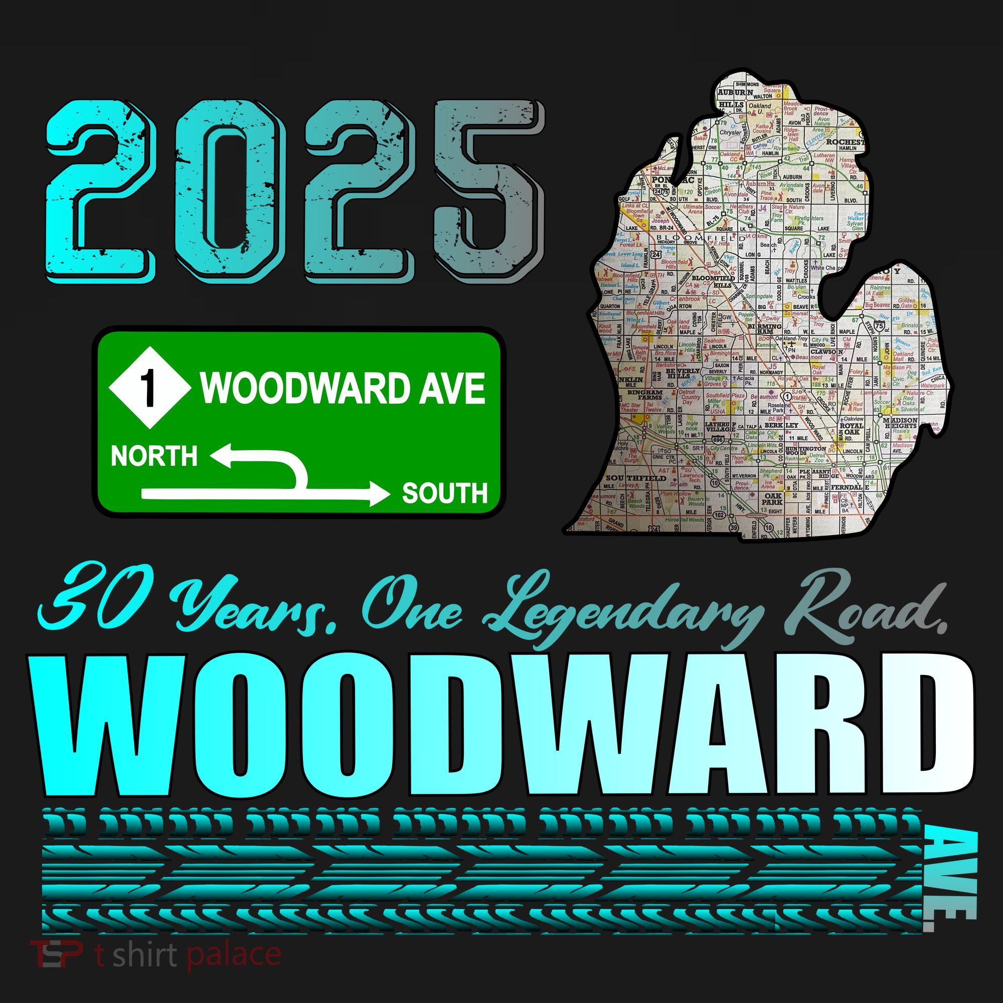 2025 Woodward Ave 30 Years One Legendary Road Map Ornament
