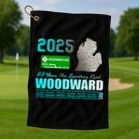 2025 Woodward Ave 30 Years One Legendary Road Map Golf Towel thumb 1