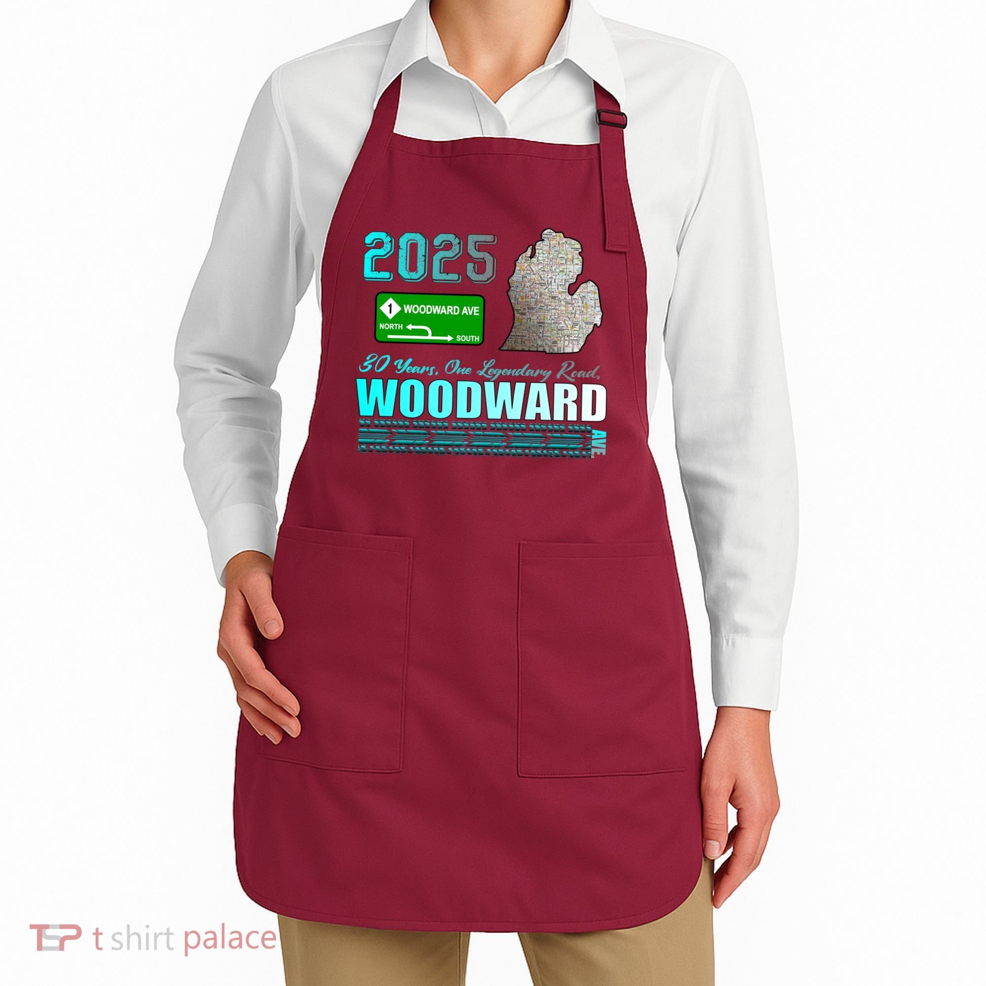 2025 Woodward Ave 30 Years One Legendary Road Map Apron