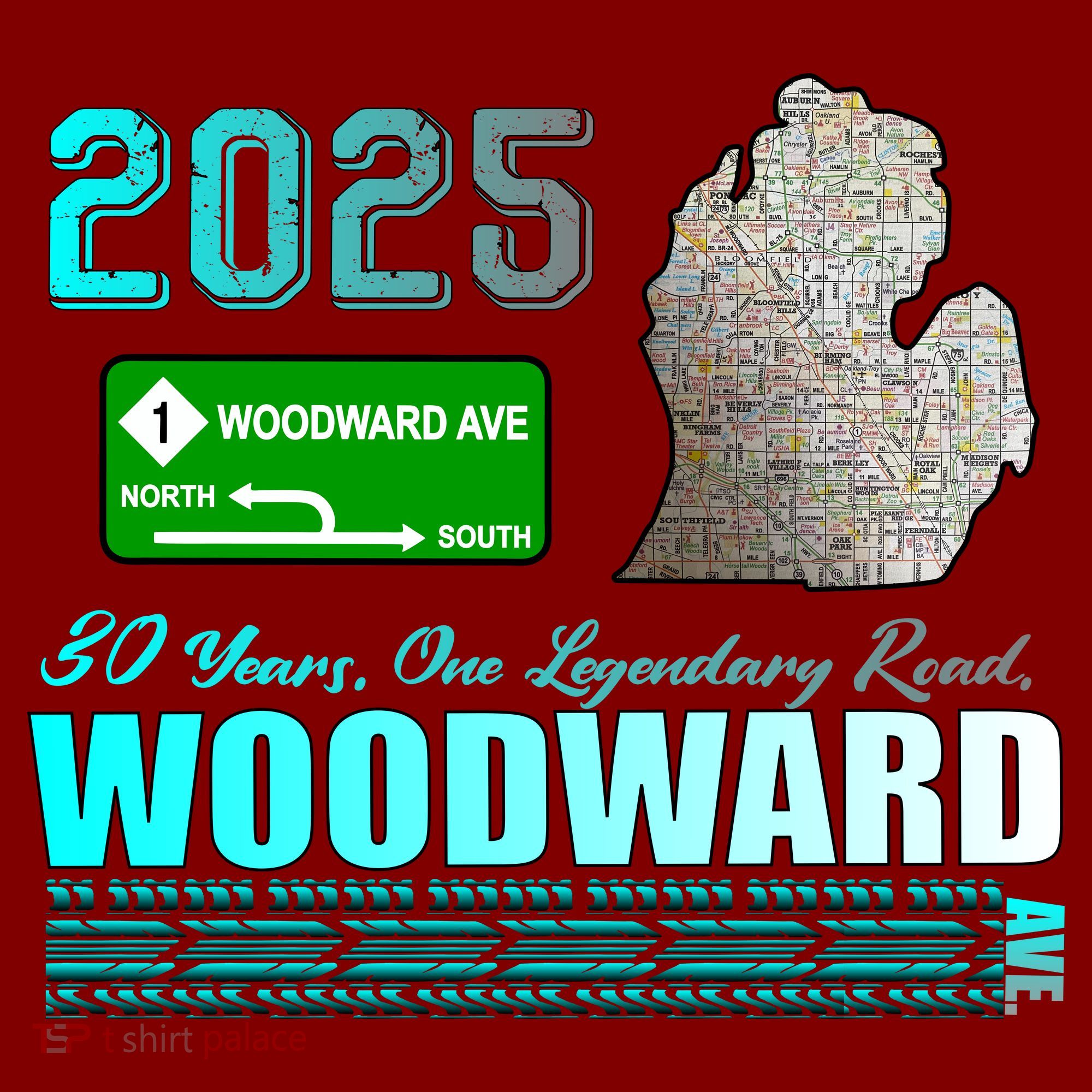 2025 Woodward Ave 30 Years One Legendary Road Map Mousepad