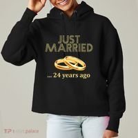 24th Wedding Anniversary Just Married 24 Years Ago Ladies Heavyweight Boxy Pullover Hoodie thumb 0