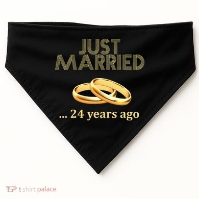 24th Wedding Anniversary Just Married 24 Years Ago USA-Made Doggie Bandana
