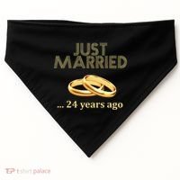 24th Wedding Anniversary Just Married 24 Years Ago USA-Made Doggie Bandana thumb 0