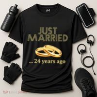24th Wedding Anniversary Just Married 24 Years Ago Cooling Performance Crew T-Shirt thumb 3