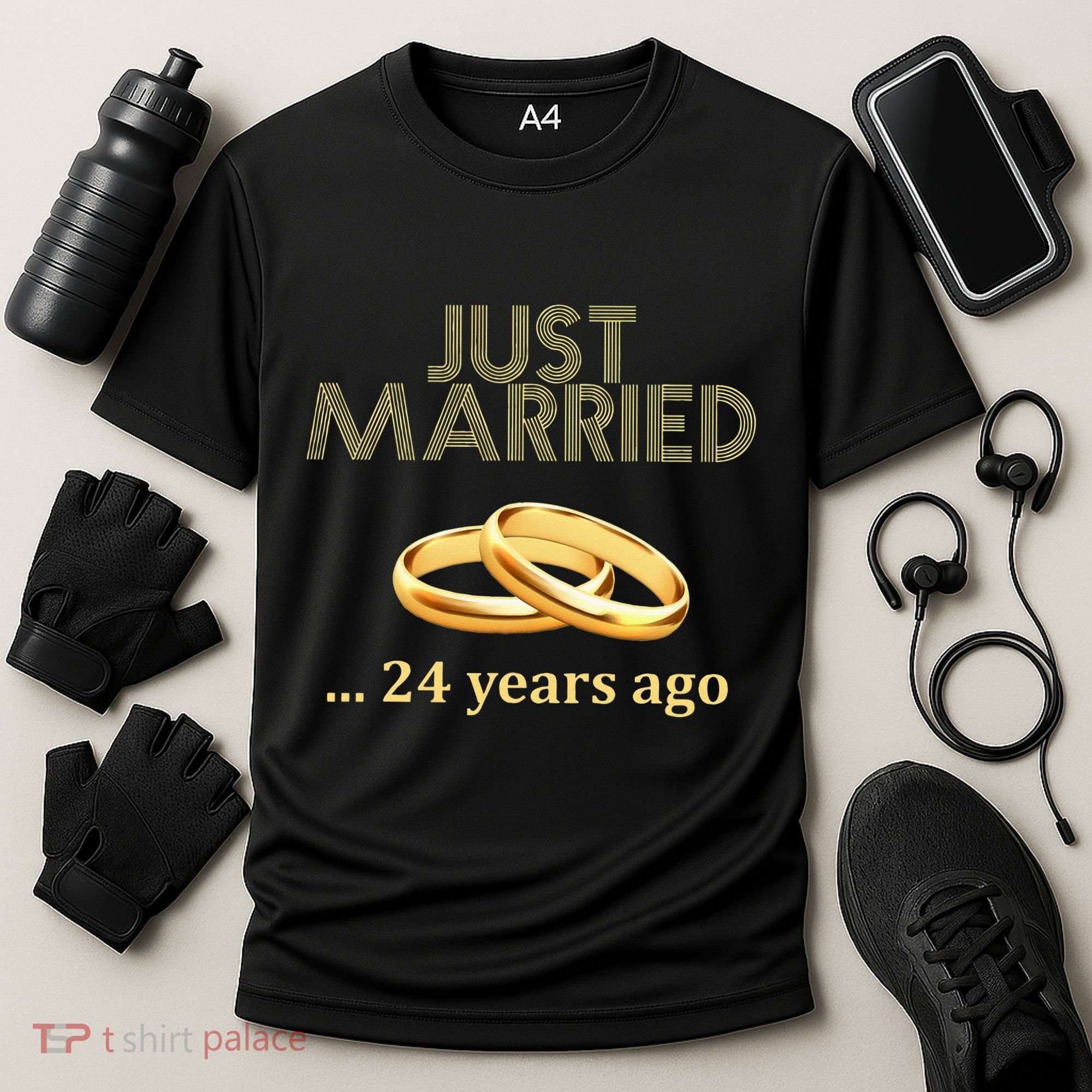 24th Wedding Anniversary Just Married 24 Years Ago Cooling Performance Crew T-Shirt