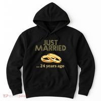 24th Wedding Anniversary Just Married 24 Years Ago Hoodie thumb 0