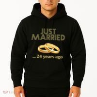 24th Wedding Anniversary Just Married 24 Years Ago Hoodie thumb 2