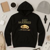 24th Wedding Anniversary Just Married 24 Years Ago Hoodie thumb 3