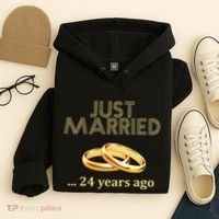 24th Wedding Anniversary Just Married 24 Years Ago Hoodie thumb 4