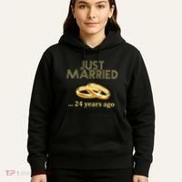 24th Wedding Anniversary Just Married 24 Years Ago Hoodie thumb 5