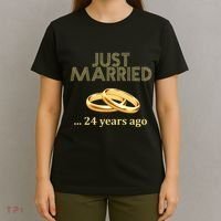 24th Wedding Anniversary Just Married 24 Years Ago T-Shirt thumb 4