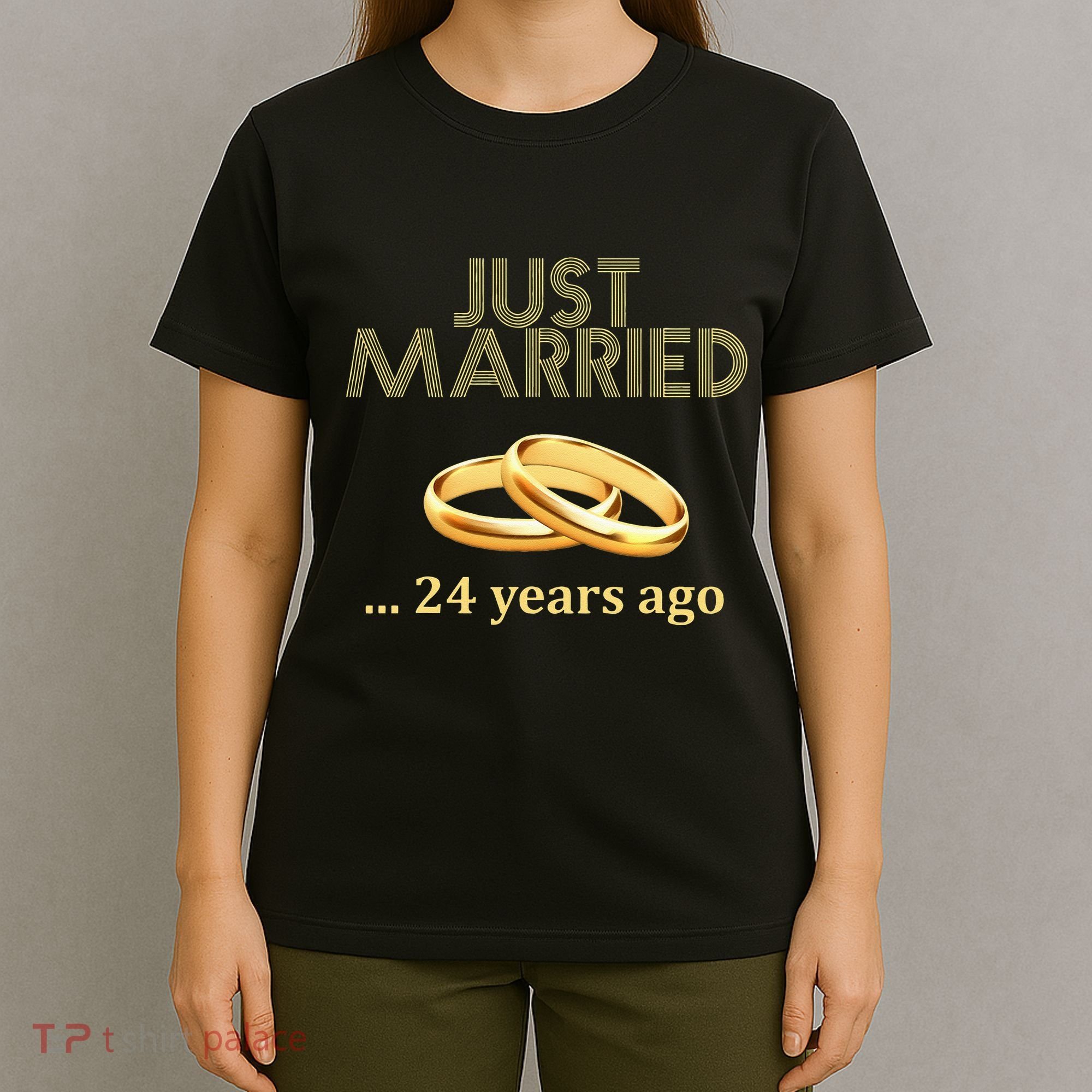24th Wedding Anniversary Just Married 24 Years Ago T-Shirt