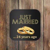 24th Wedding Anniversary Just Married 24 Years Ago Coaster thumb 0