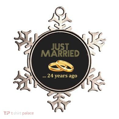 24th Wedding Anniversary Just Married 24 Years Ago Ornament