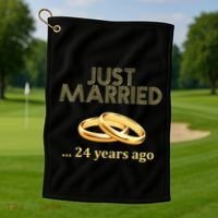 24th Wedding Anniversary Just Married 24 Years Ago Golf Towel thumb 1