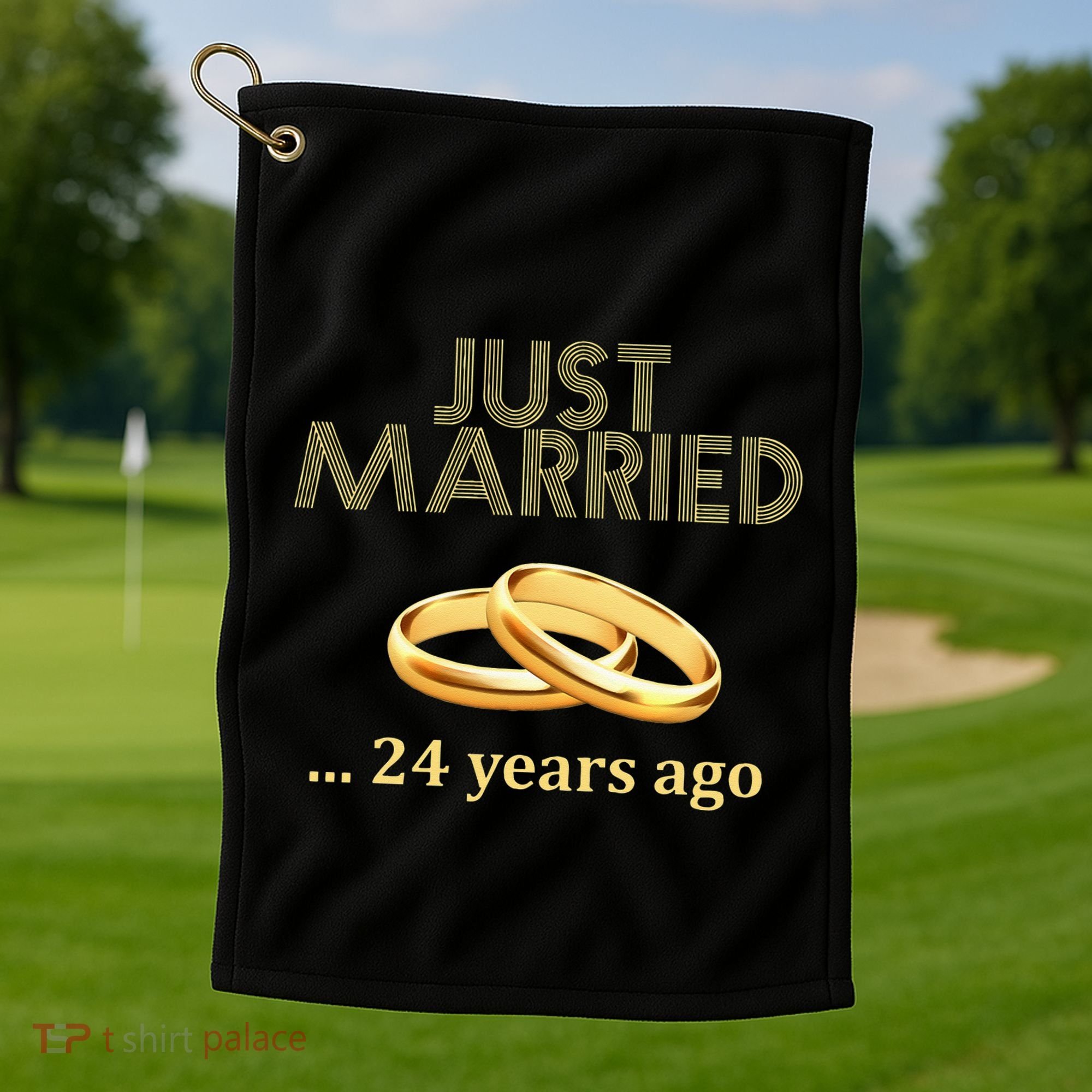 24th Wedding Anniversary Just Married 24 Years Ago Golf Towel