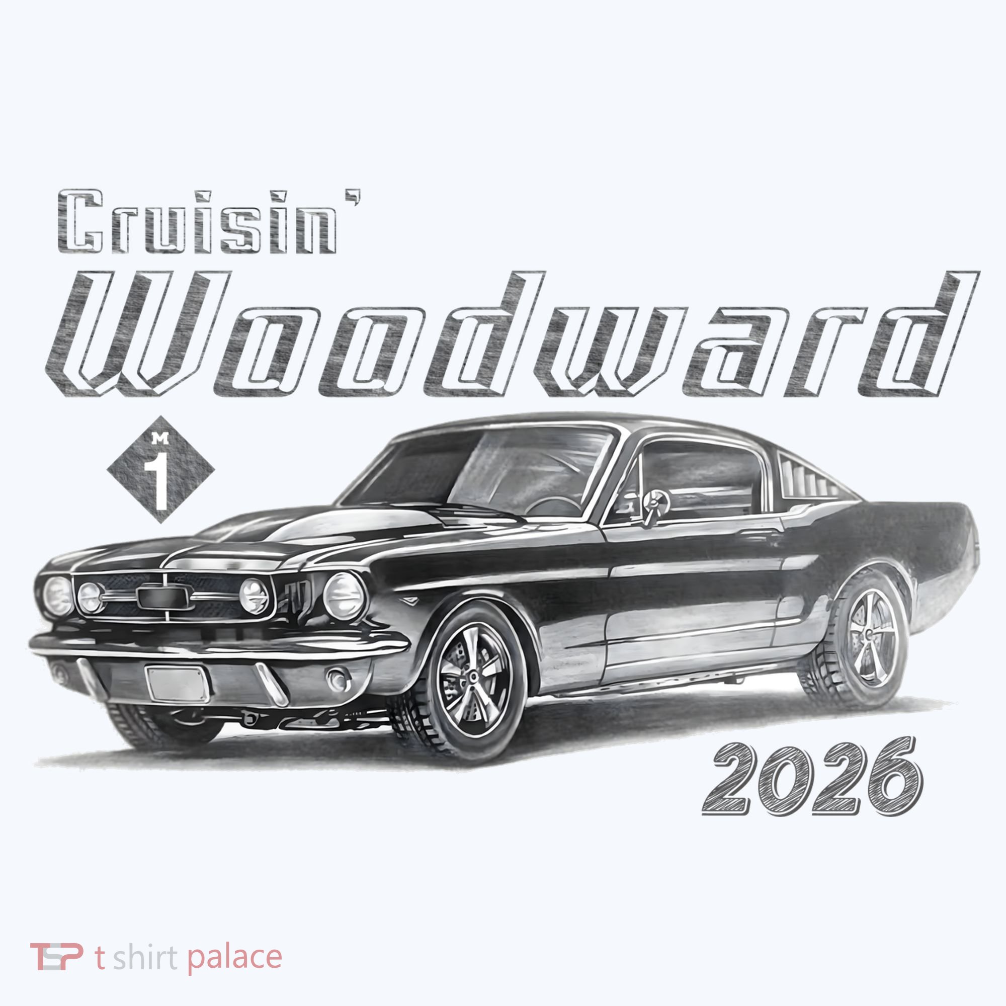 2026 Woodward Ave Car Cruise Sketch Women's T-Shirt