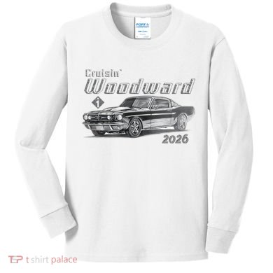2026 Woodward Ave Car Cruise Sketch Kids Long Sleeve Shirt