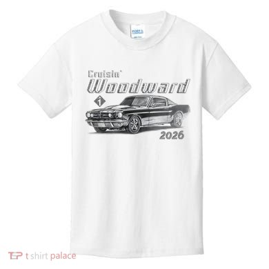 2026 Woodward Ave Car Cruise Sketch Kids T-Shirt
