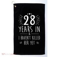28th Wedding Anniversary For Him & Husband 28 Years Marriage Gift Golf Towel thumb 0