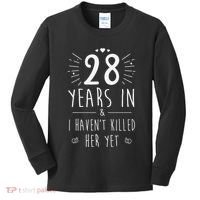 28th Wedding Anniversary For Him & Husband 28 Years Marriage Gift Kids Long Sleeve Shirt thumb 0