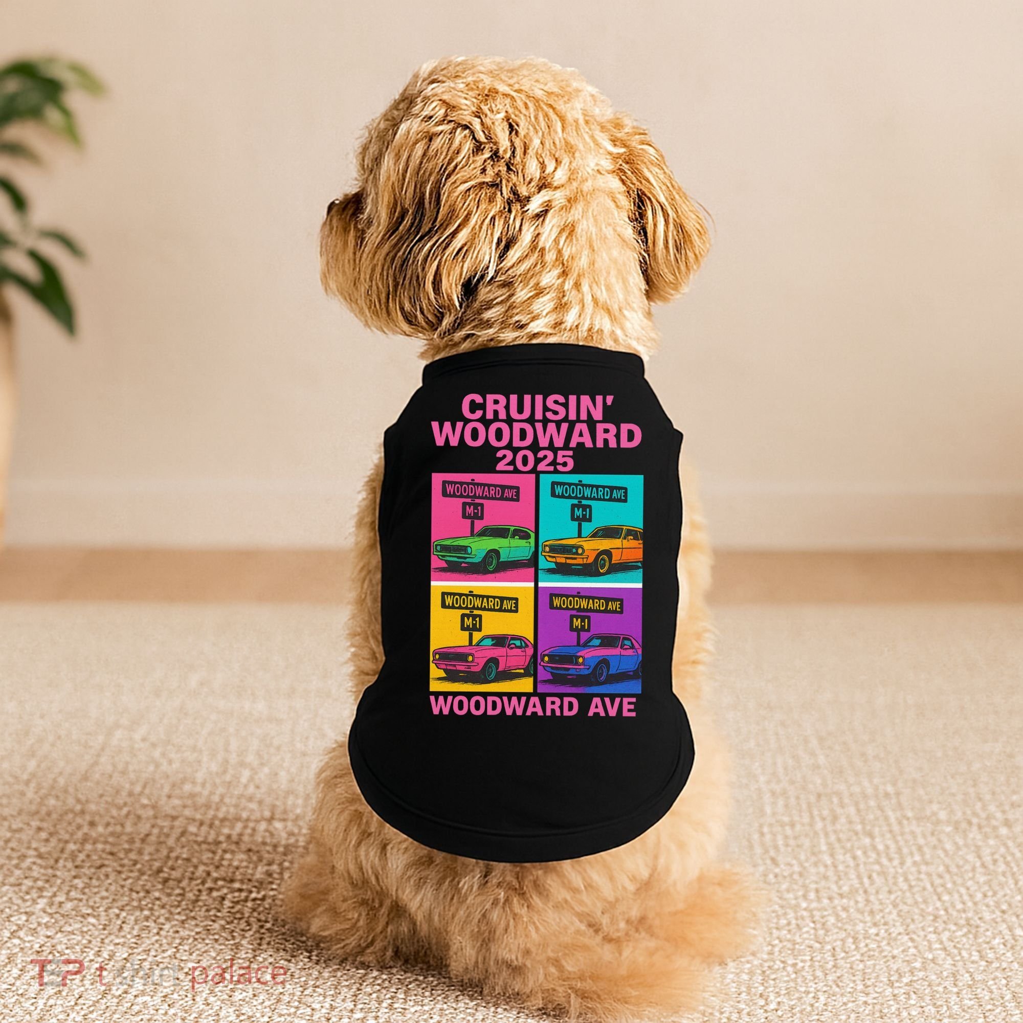 2025 Woodward Ave M1 Car Cruise Pop Art Doggie Tank