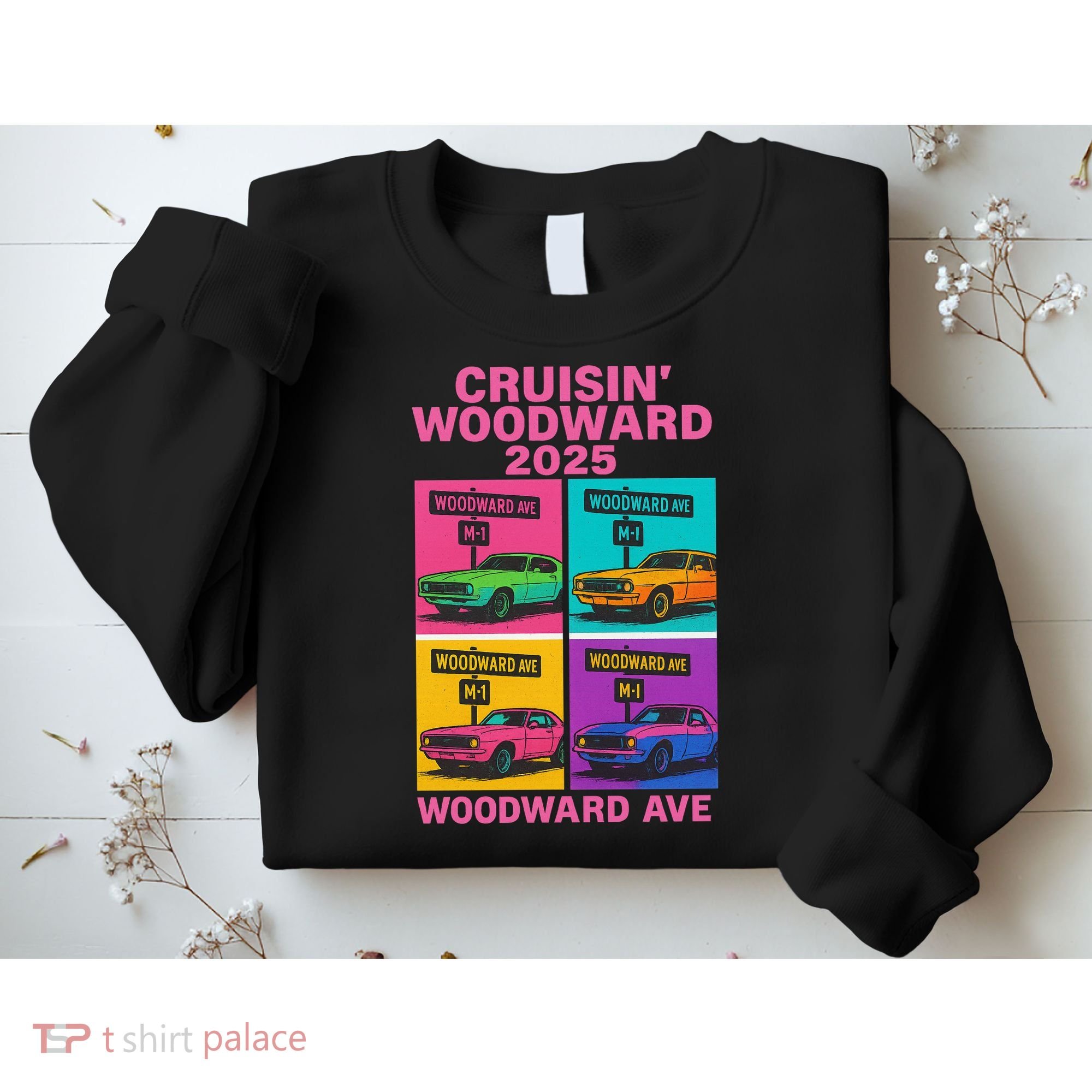2025 Woodward Ave M1 Car Cruise Pop Art Sweatshirt