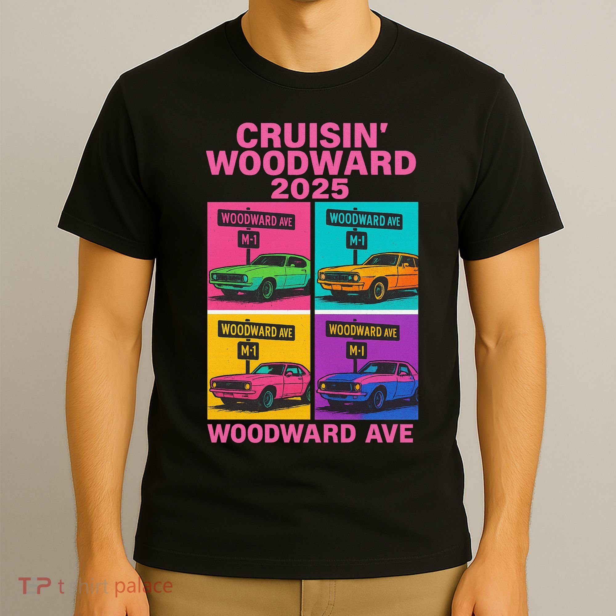 2025 Woodward Ave M1 Car Cruise Pop Art T-Shirt