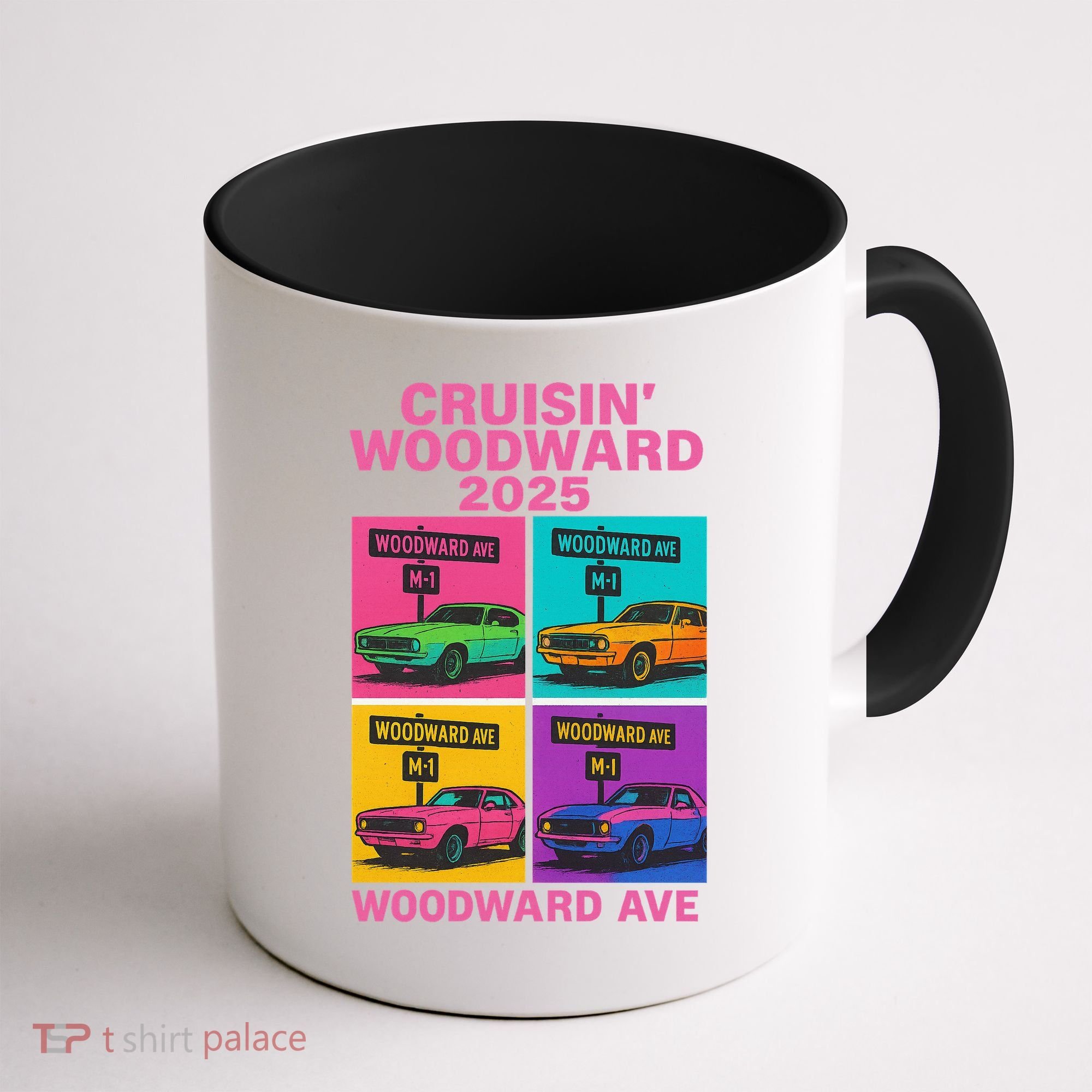2025 Woodward Ave M1 Car Cruise Pop Art Coffee Mug