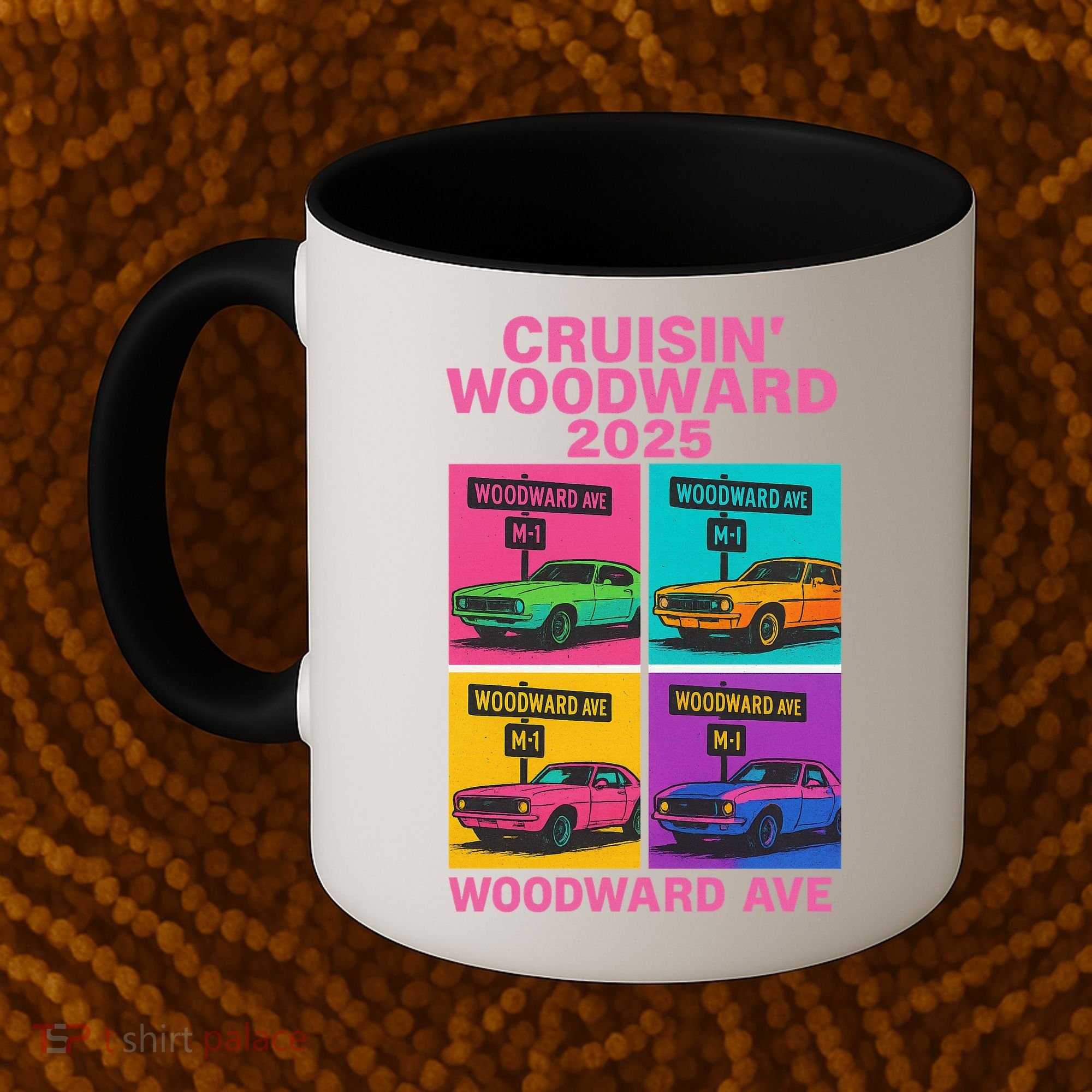 2025 Woodward Ave M1 Car Cruise Pop Art Coffee Mug