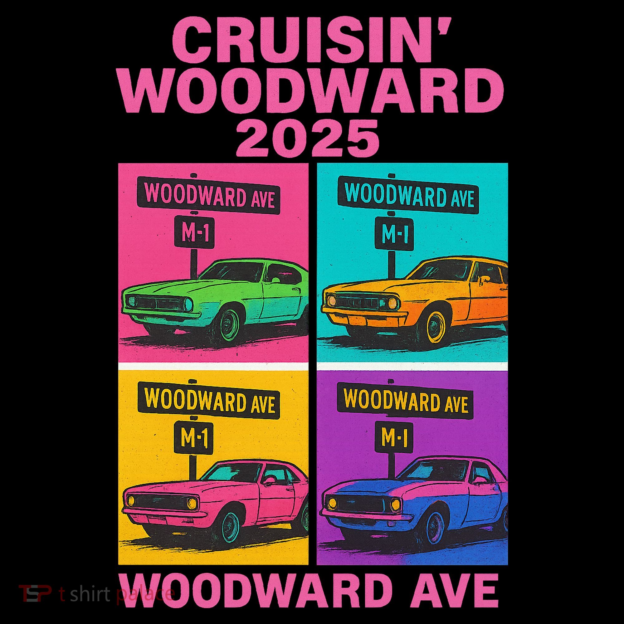 2025 Woodward Ave M1 Car Cruise Pop Art Coffee Mug