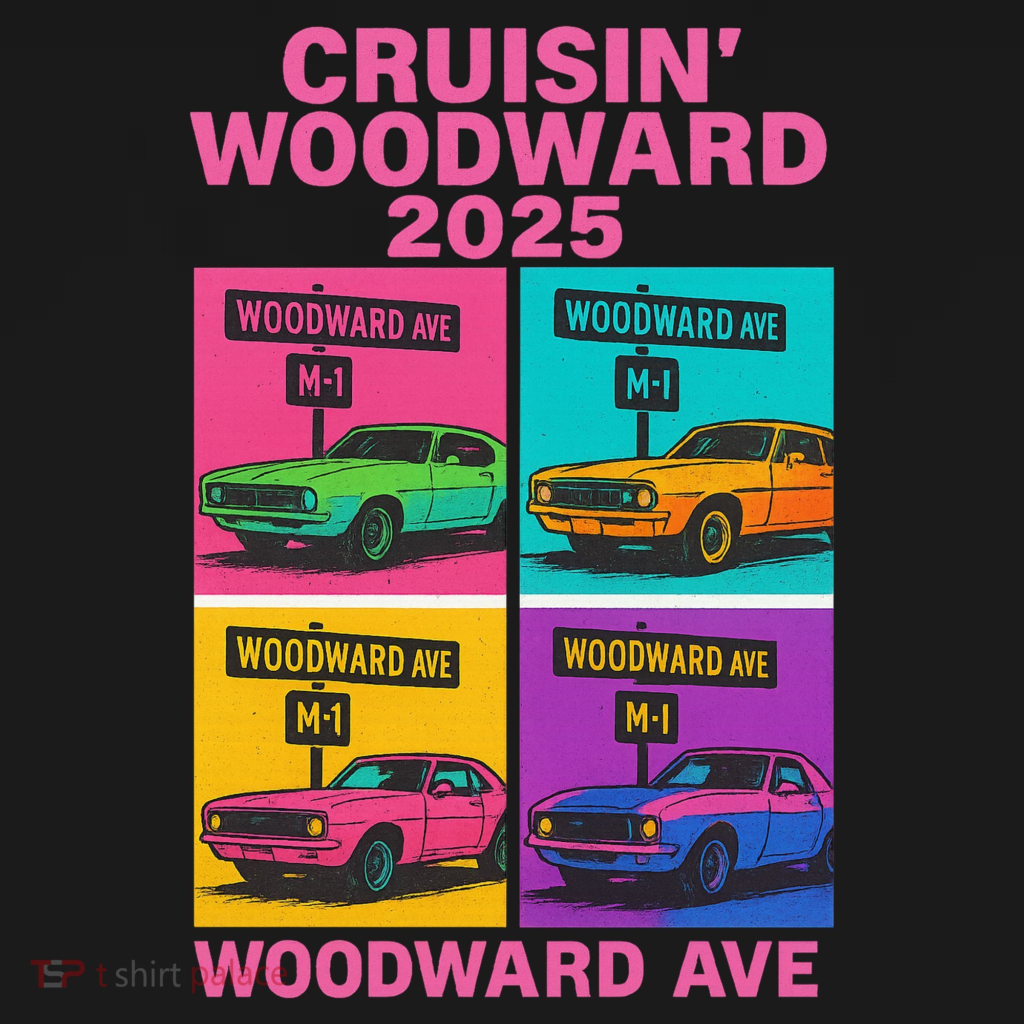 2025 Woodward Ave M1 Car Cruise Pop Art Women's Hoodie