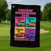 2025 Woodward Ave M1 Car Cruise Pop Art Golf Towel thumb 1