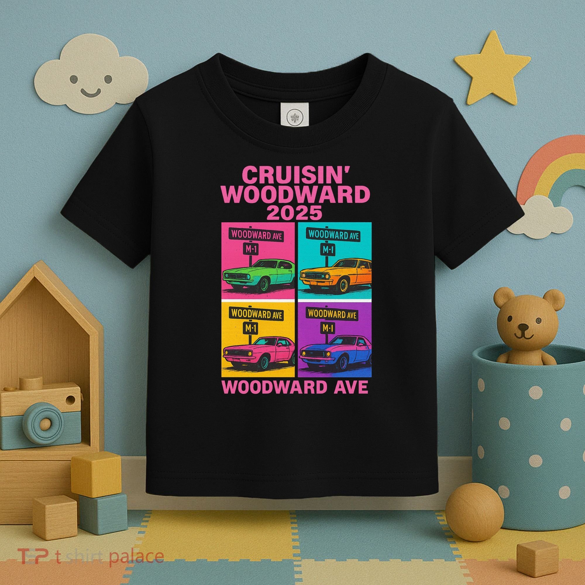 2025 Woodward Ave M1 Car Cruise Pop Art Toddler T-Shirt