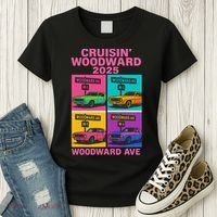 2025 Woodward Ave M1 Car Cruise Pop Art Women's T-Shirt thumb 3